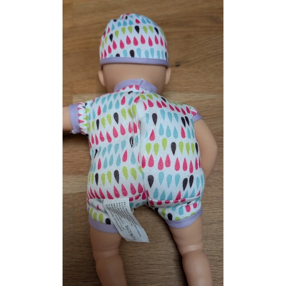 City Toy FLAW Baby Doll Purple Pink Teardrop Romper Hat Blue Eyes giggle sounds